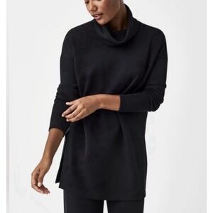 Spanx Air Essentials Women Tunic L Long Sleeve Turtleneck Tunic Top Black